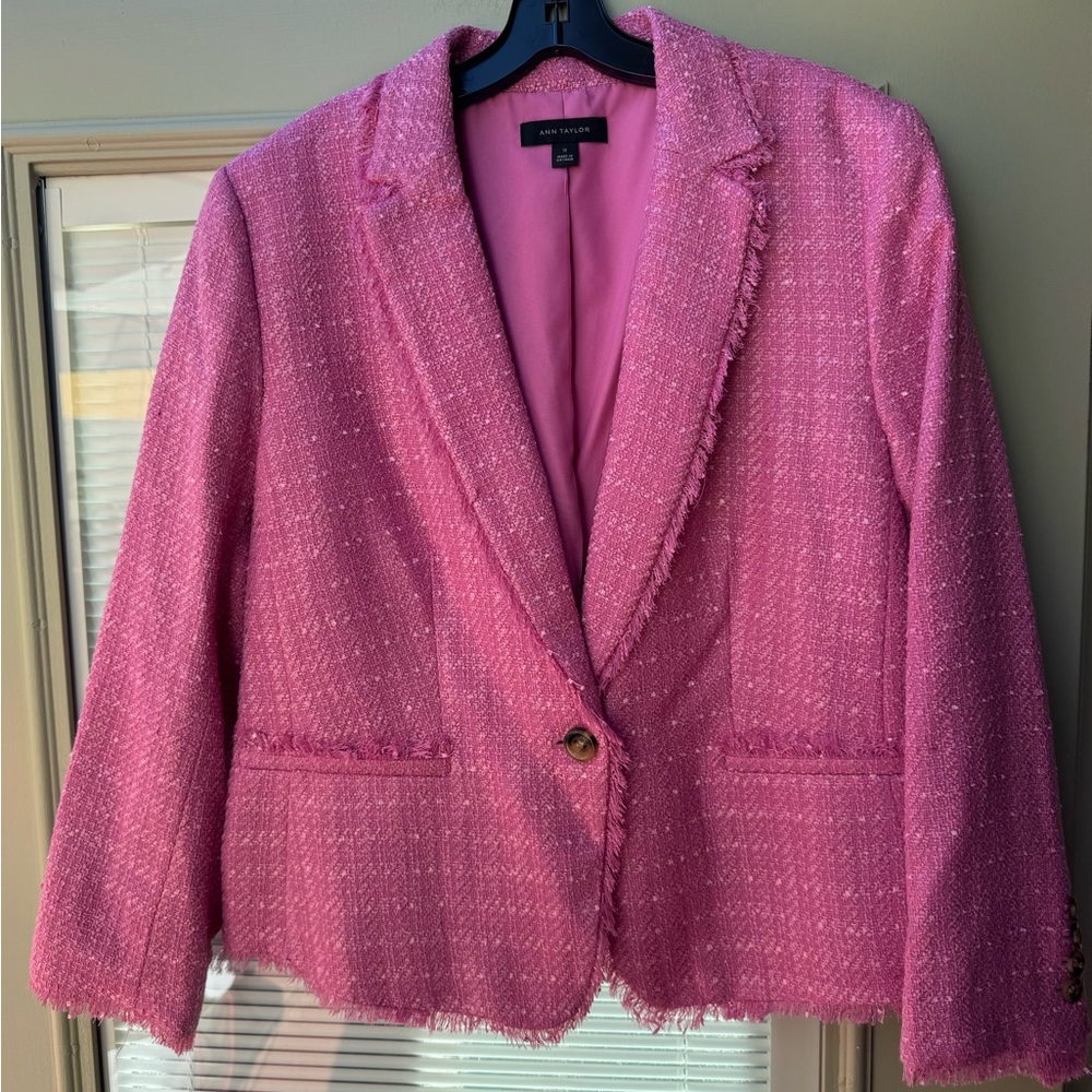 Ann Taylor Fuchsia Fringe Blazer